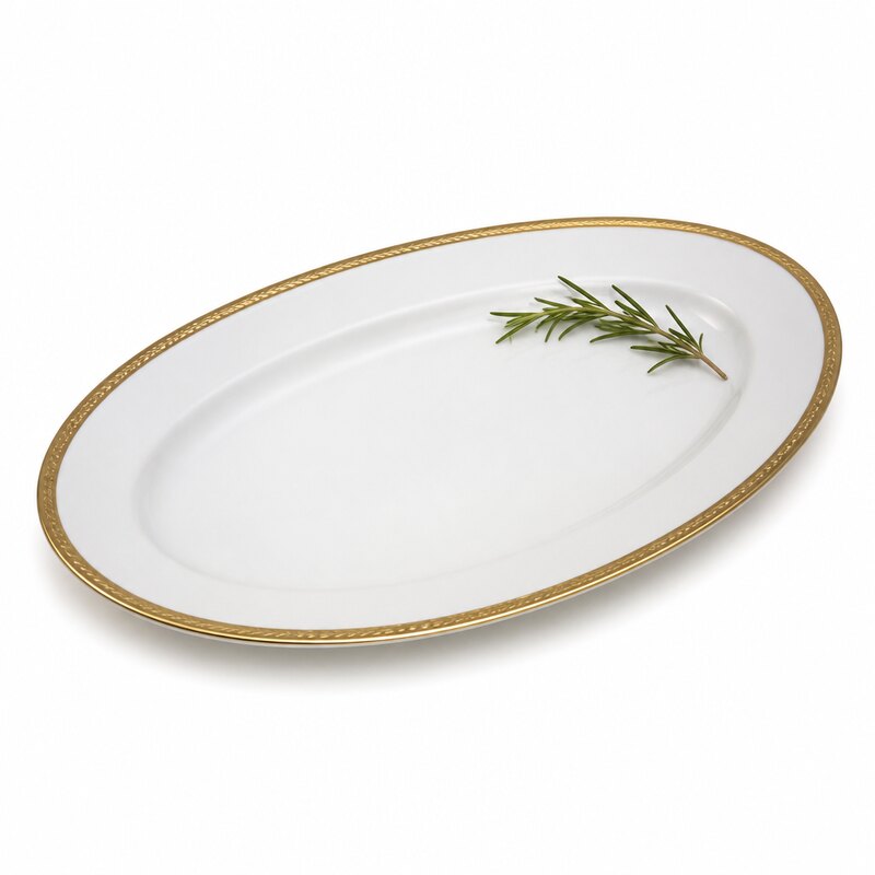 Gold Rim Ceramic Serving Platter